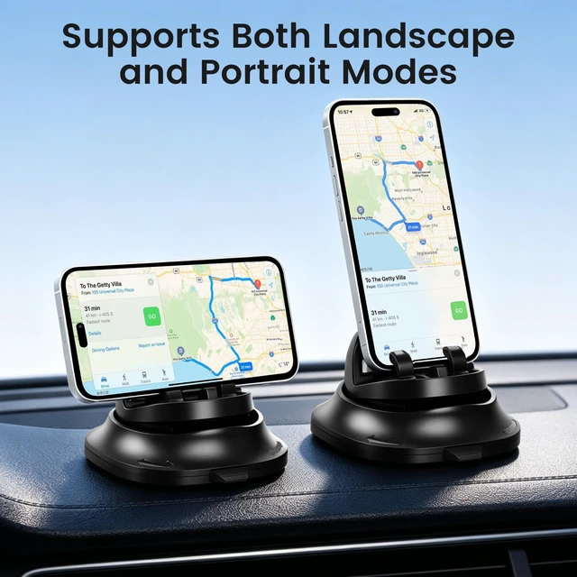 Alt view image 2 of 7 - Car Phone Holder Dashboard Phone Mount for Car 360 Degree Rotation Silicone Non-Slip for Various Dashboards,Adjustable Spring Clip Desk Phone Stand Compatible with All Smartphones