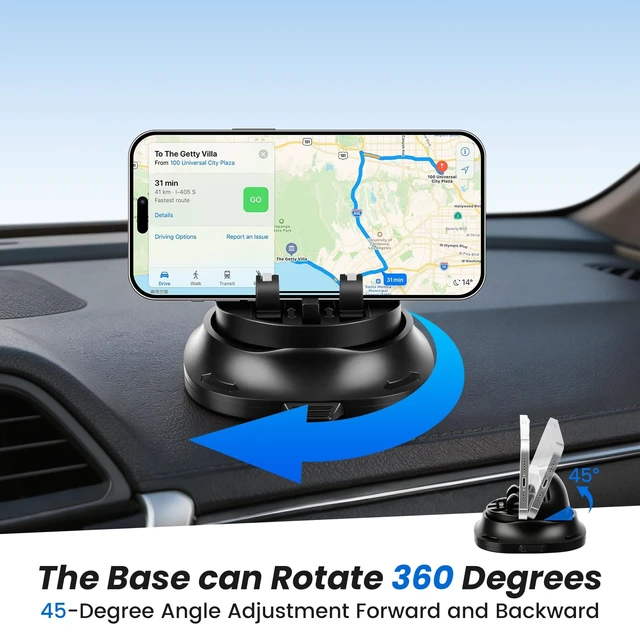 Alt view image 3 of 7 - Car Phone Holder Dashboard Phone Mount for Car 360 Degree Rotation Silicone Non-Slip for Various Dashboards,Adjustable Spring Clip Desk Phone Stand Compatible with All Smartphones