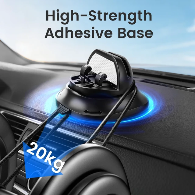 Alt view image 6 of 7 - Car Phone Holder Dashboard Phone Mount for Car 360 Degree Rotation Silicone Non-Slip for Various Dashboards,Adjustable Spring Clip Desk Phone Stand Compatible with All Smartphones