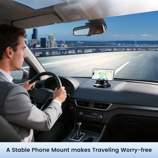 Alt view image 7 of 7 - Car Phone Holder Dashboard Phone Mount for Car 360 Degree Rotation Silicone Non-Slip for Various Dashboards,Adjustable Spring Clip Desk Phone Stand Compatible with All Smartphones