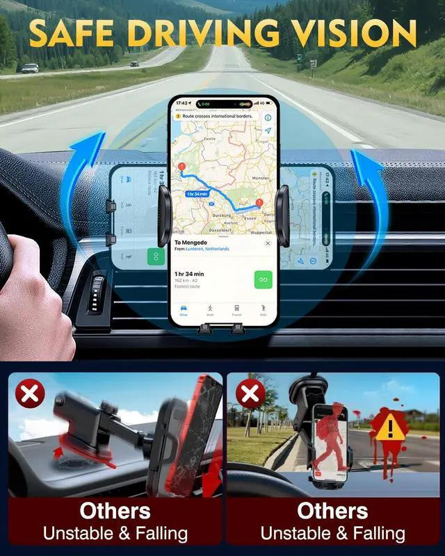 Alt view image 5 of 7 - Military-Grade Construction Car Phone Holder Vent 2026 Cell Phone Mount Smartphone Upgraded Steel-Hook Clip Stand Universal Automobile Truck Cradle for iPhone 17 Pro Max 16 15 Samsung