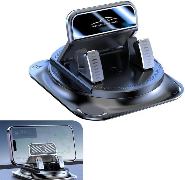 Main image of Dashboard Phone Cradle Mount, One-hand Operation Dashboard Mobile Phone Cradle, Non-slip 360-degree Rotation Smartphone Holder Mount, Universal for Most Cars, SUVs, Trucks (Black)