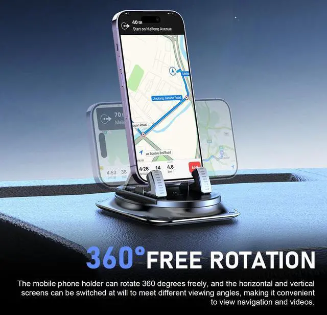 Alt view image 5 of 7 - Dashboard Phone Cradle Mount, One-hand Operation Dashboard Mobile Phone Cradle, Non-slip 360-degree Rotation Smartphone Holder Mount, Universal for Most Cars, SUVs, Trucks (Black)