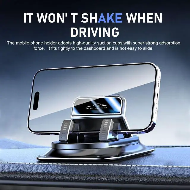 Alt view image 6 of 7 - Dashboard Phone Cradle Mount, One-hand Operation Dashboard Mobile Phone Cradle, Non-slip 360-degree Rotation Smartphone Holder Mount, Universal for Most Cars, SUVs, Trucks (Black)
