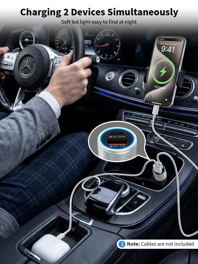 Alt view image 7 of 7 - iPhone 17/16/15 Car Charger Fast Charging 2-Port Cigarette Lighter USB Charger,Dual USBA and USB C Car Adapter 2Pack Compatible with iPhone 17e/17 Pro/Air/16e/16 Plus/15 Pro Max,iPad mini/Air,Airpods