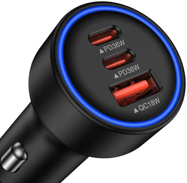 Main image of Multi 3 Ports Fast Car Charger Adapter 12V Auto Vehicle Plug - USB C & USB A Quick Charging - Cigarette Lighter Cell Phone Automobile Charger for iPhone 17 Pro Max Air 17e 16e 16 15, Samsung S26