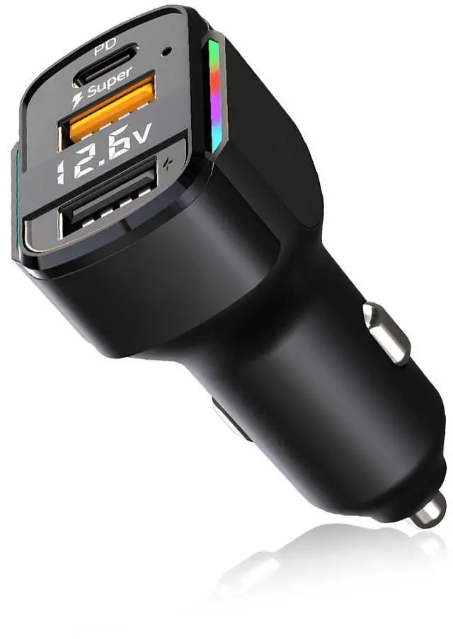 Main image of USB C Car Charger, 3-Port Fast Car Charger PD3.0 & QC3.0 with LED Digital Display, Cigarette Lighter Fast Charging Adapter Compatible with iPhone Android Most Cell Phones (3 USB Ports)