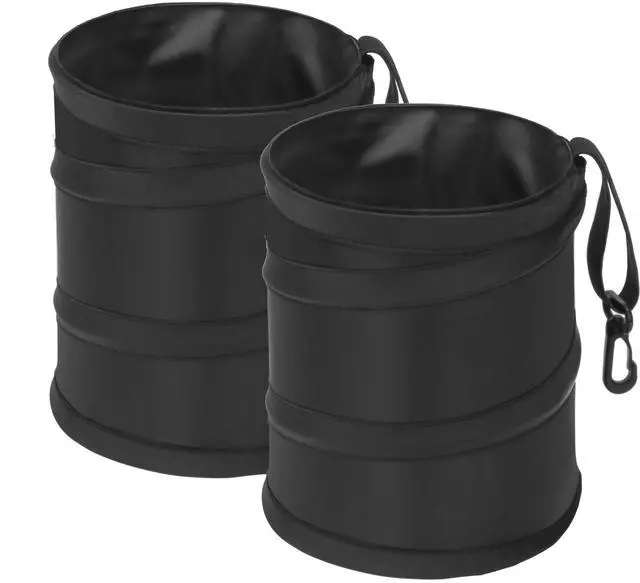 Main image of 2Packs New Leakproof Car Trash Can, Mini Trash Can Pop-up Collapsible Hanging Car Trash Bin with Hook and Loop, Waterproof PEVA Liner Open-Top 1 Gallon Garbage Can for Cars Home Office