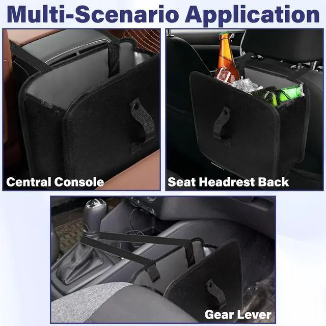 Alt view image 3 of 7 - Car Trash Can, 2 Gallons Foldable Leakproof Car Garbage Can, Collapsible Hanging Car Trash Bin for Car Seat, Garbage Bags, Car Interior Accessories
