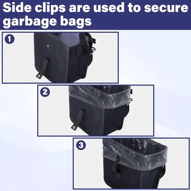 Alt view image 4 of 7 - Car Trash Can, 2 Gallons Foldable Leakproof Car Garbage Can, Collapsible Hanging Car Trash Bin for Car Seat, Garbage Bags, Car Interior Accessories