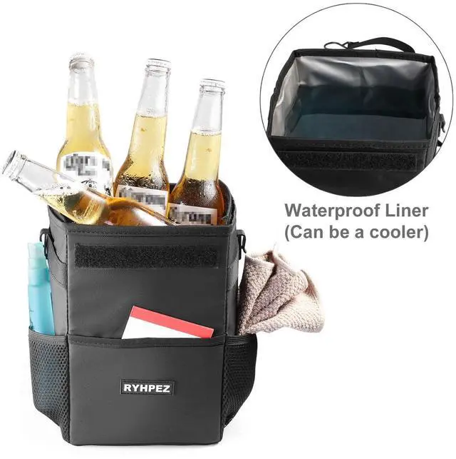 Alt view image 6 of 7 - Car Trash Can with Lid - Leakproof Trash Bin Car Garbage Can, Collapsible Automotive Truck Organizer and Storage Bag Car Accessories for Women Men Road Trip Essentials