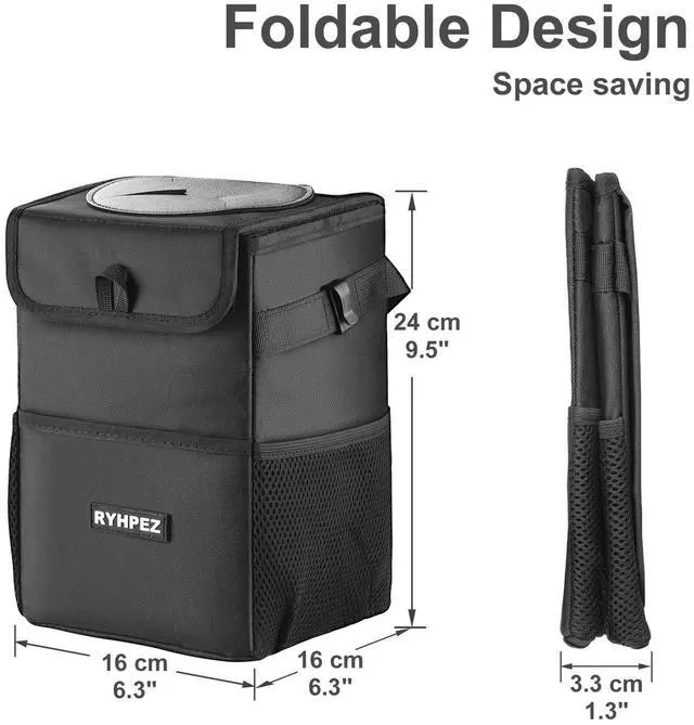 Alt view image 7 of 7 - Car Trash Can with Lid - Leakproof Trash Bin Car Garbage Can, Collapsible Automotive Truck Organizer and Storage Bag Car Accessories for Women Men Road Trip Essentials
