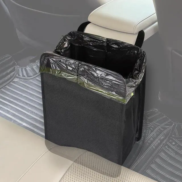 Main image of 3 Gallons Open-Top Car Trash Can, Large Capacity Hanging Leakproof Car Trash Bag with Water-proof PEVA Liner, Stand Trash Bag for Cars Foldable Storage Bag for Cars SUV Truck RV Black