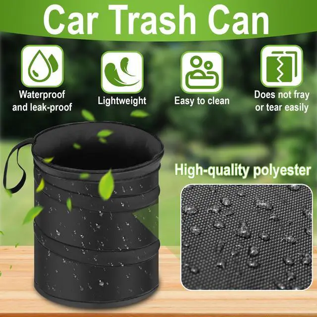Alt view image 2 of 7 - 2 PCS Car Trash Can, Collapsible Pop-up Car Garbages Can, Car Accessories Portable Garbage Bin with Elastic Band, Waterproof Small Garbage Can for Back Seat Front Seat, for Outdoor Traveling