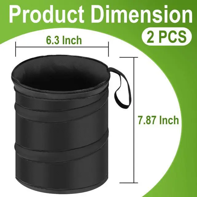 Alt view image 3 of 7 - 2 PCS Car Trash Can, Collapsible Pop-up Car Garbages Can, Car Accessories Portable Garbage Bin with Elastic Band, Waterproof Small Garbage Can for Back Seat Front Seat, for Outdoor Traveling