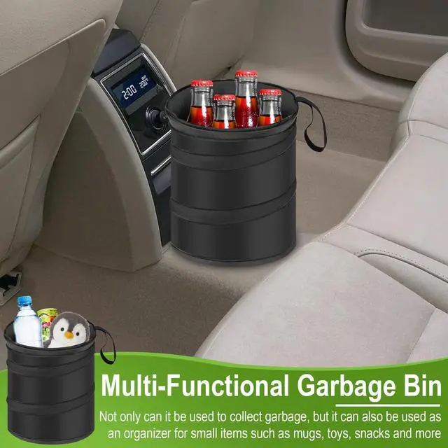 Alt view image 5 of 7 - 2 PCS Car Trash Can, Collapsible Pop-up Car Garbages Can, Car Accessories Portable Garbage Bin with Elastic Band, Waterproof Small Garbage Can for Back Seat Front Seat, for Outdoor Traveling
