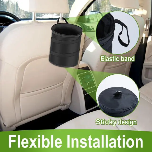Alt view image 6 of 7 - 2 PCS Car Trash Can, Collapsible Pop-up Car Garbages Can, Car Accessories Portable Garbage Bin with Elastic Band, Waterproof Small Garbage Can for Back Seat Front Seat, for Outdoor Traveling