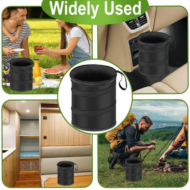 Alt view image 7 of 7 - 2 PCS Car Trash Can, Collapsible Pop-up Car Garbages Can, Car Accessories Portable Garbage Bin with Elastic Band, Waterproof Small Garbage Can for Back Seat Front Seat, for Outdoor Traveling