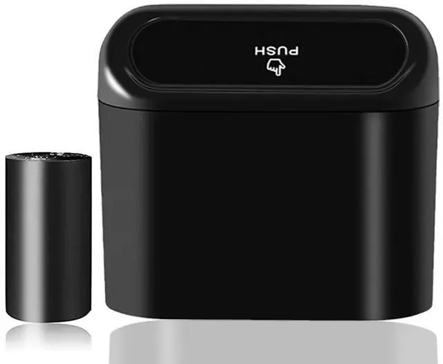 Main image of Car Trash Can Bin with Lid - Universal Vehicle Mini Leakproof Garbage Can Bin with 20pcs Trash Bags Can Organizer Storage for Front Back Seat Accessories for Auto Office Bedroom Home(Black)