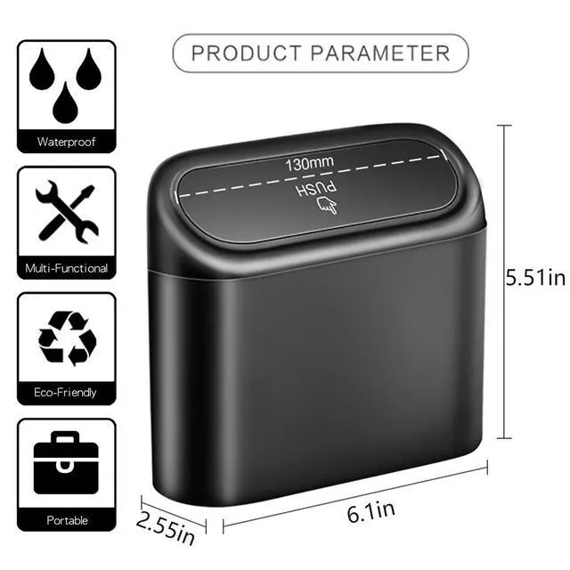 Alt view image 2 of 6 - Car Trash Can Bin with Lid - Universal Vehicle Mini Leakproof Garbage Can Bin with 20pcs Trash Bags Can Organizer Storage for Front Back Seat Accessories for Auto Office Bedroom Home(Black)
