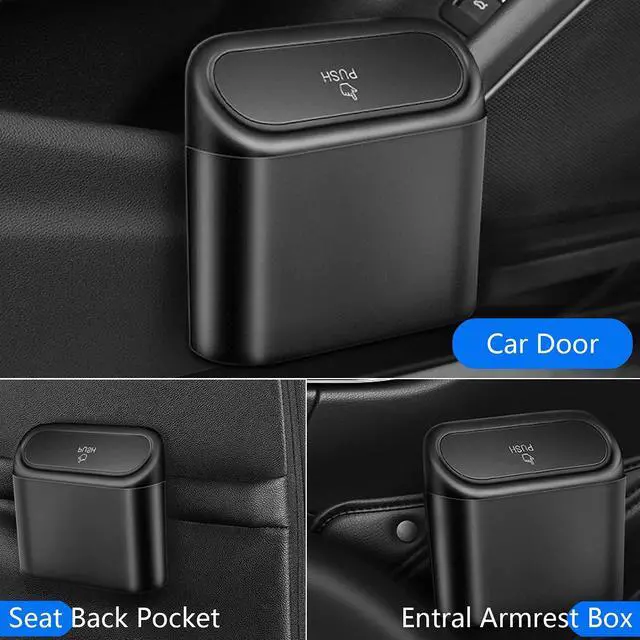 Alt view image 4 of 6 - Car Trash Can Bin with Lid - Universal Vehicle Mini Leakproof Garbage Can Bin with 20pcs Trash Bags Can Organizer Storage for Front Back Seat Accessories for Auto Office Bedroom Home(Black)
