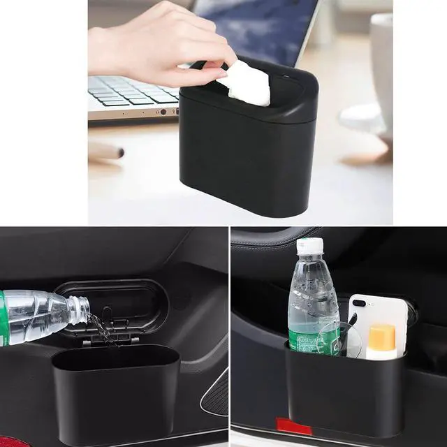 Alt view image 5 of 6 - Car Trash Can Bin with Lid - Universal Vehicle Mini Leakproof Garbage Can Bin with 20pcs Trash Bags Can Organizer Storage for Front Back Seat Accessories for Auto Office Bedroom Home(Black)