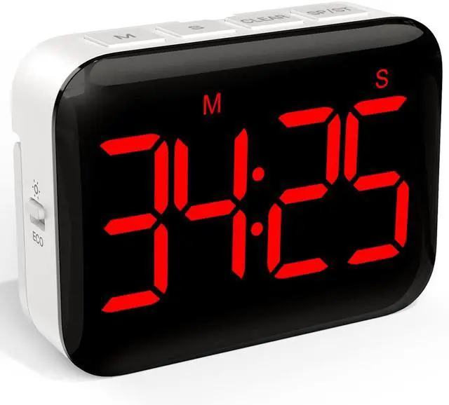 Main image of Magnetic Kitchen Timer for Cooking with Count Up Countdown, Digital Timer Battery Powered with Large Display, 2 Brightness and Volume Levels for Classroom, Teacher, Kids (Red)