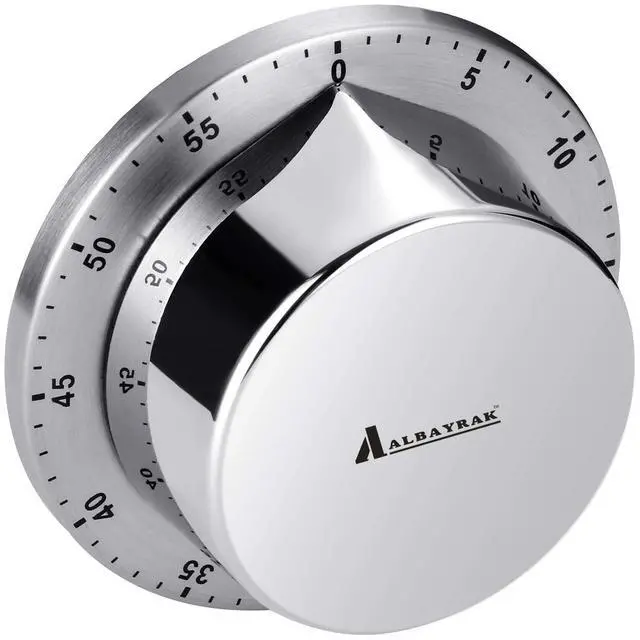 Main image of Kitchen Timer, Chef Cooking Timer Clock with Loud Alarm, No Batteries Required, 100% Mechanical - Magnetic Backing, Exquisite Stainless Steel Body - Countdown Reminder - Silver 1Pack