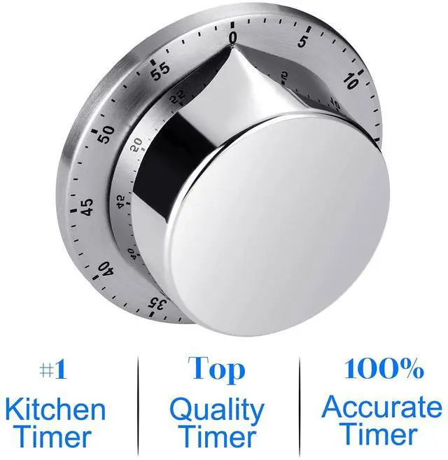 Alt view image 3 of 7 - Kitchen Timer, Chef Cooking Timer Clock with Loud Alarm, No Batteries Required, 100% Mechanical - Magnetic Backing, Exquisite Stainless Steel Body - Countdown Reminder - Silver 1Pack