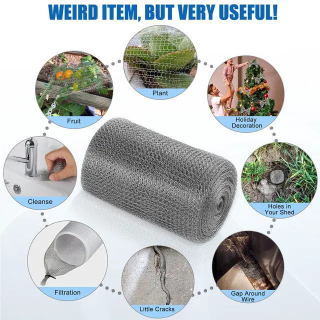 Alt view image 2 of 7 - Upgraded Not Rusty 5X 30 Ft Stainless Steel Mesh Gap Blocker, Flexible Stainless Steel Wool Holding up Well Tight Spots, Wire Mesh Hole Fill Fabric, Stainless Steel Wool Roll Easy to Work