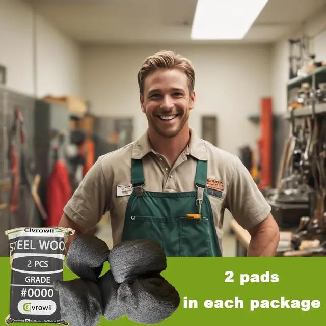 Alt view image 6 of 6 - (2 Pack) 0000 Steel Wool Hole Filler, Gap Blocker, Barrier, Also for Glass Fine, Steel Wool Pads for Chrome or Wood Polishing (2)