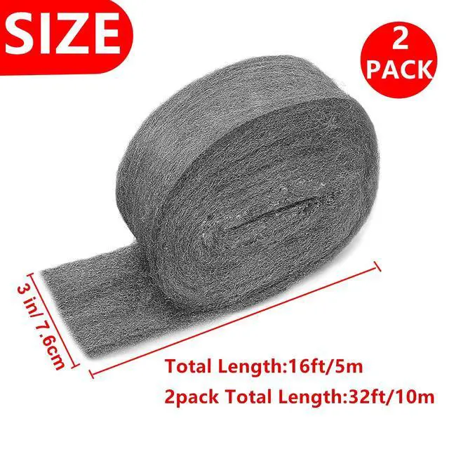 Alt view image 2 of 7 - 2 Pack 3" x16 Ft Steel Wool Roll, antfees Steel Wool Fill Fabric Roll, Coarse Wire Wool Hardware Cloth DIY Kit, Gap Blocker for Holes Wall Cracks Vents in Garden House Garage