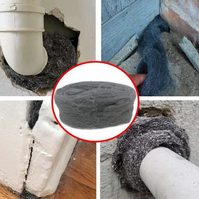 Alt view image 5 of 7 - 2 Pack 3" x16 Ft Steel Wool Roll, antfees Steel Wool Fill Fabric Roll, Coarse Wire Wool Hardware Cloth DIY Kit, Gap Blocker for Holes Wall Cracks Vents in Garden House Garage