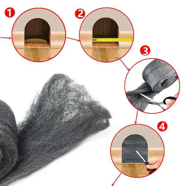 Alt view image 7 of 7 - 2 Pack 3" x16 Ft Steel Wool Roll, antfees Steel Wool Fill Fabric Roll, Coarse Wire Wool Hardware Cloth DIY Kit, Gap Blocker for Holes Wall Cracks Vents in Garden House Garage