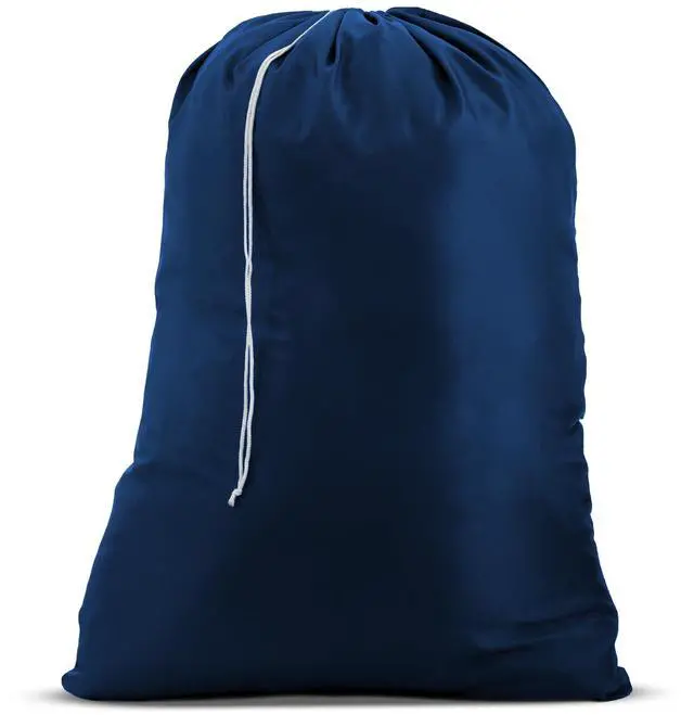 Main image of Bag - Locking Drawstring Closure and Machine Washable. These Bags will Fit a Laundry Basket or Hamper and Strong Enough to Carry up to Three Loads of Clothes (Navy Blue, 30" x 40")