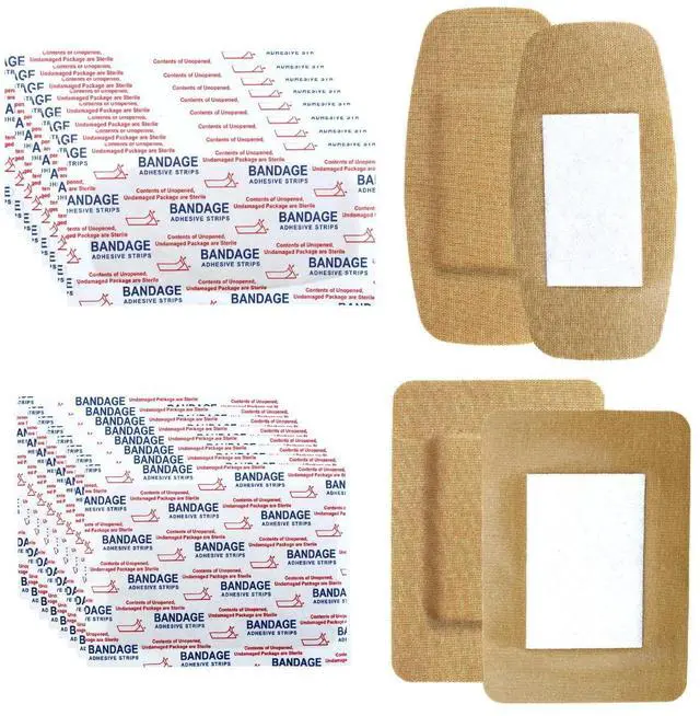 Main image of 60pcs Sterile Rectangle Bandage Bulk Fabric Adhesive Flexible Bandages Non Stick Breathable Pad 3x4 Inch and 2x4 inch Large Sizes for First Aid Skin Wound Protection Care