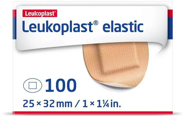 Main image of Leukoplast Elastic - Non-Sterile Wound Dressing Strips - Stretchable and Skin-Friendly, First-aid Plasters - Ideal for Fingers, Elbows, Knees and Wrists - Oval Spot, 1.25 in., Box of 100