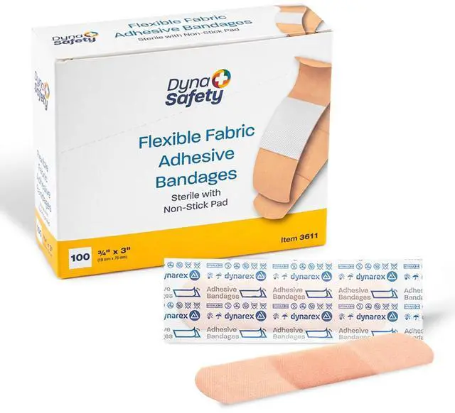 Main image of Fabric Adhesive Bandages - Sterile & Flexible Fabric Bandages for Wounds - Non-Stick Pads - Individually-Wrapped First Aid Supplies - No Latex - 3/4x3", 1 Box of 100