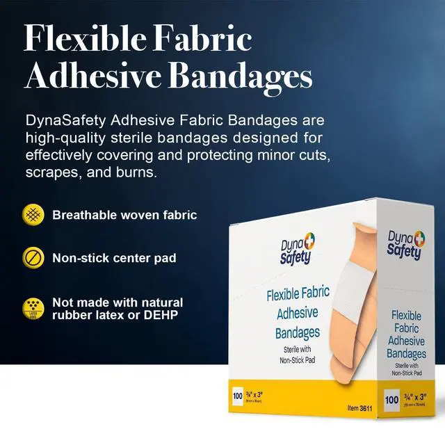 Alt view image 2 of 7 - Fabric Adhesive Bandages - Sterile & Flexible Fabric Bandages for Wounds - Non-Stick Pads - Individually-Wrapped First Aid Supplies - No Latex - 3/4x3", 1 Box of 100