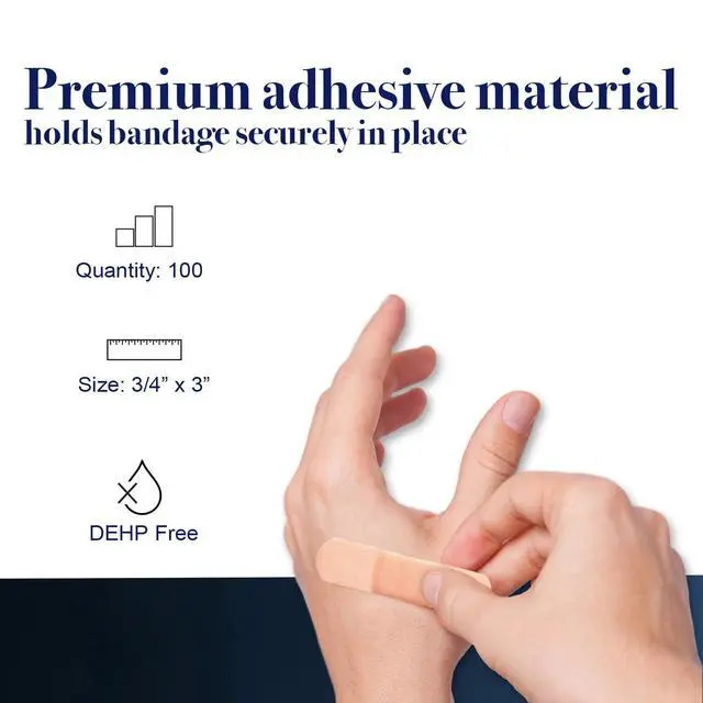 Alt view image 3 of 7 - Fabric Adhesive Bandages - Sterile & Flexible Fabric Bandages for Wounds - Non-Stick Pads - Individually-Wrapped First Aid Supplies - No Latex - 3/4x3", 1 Box of 100