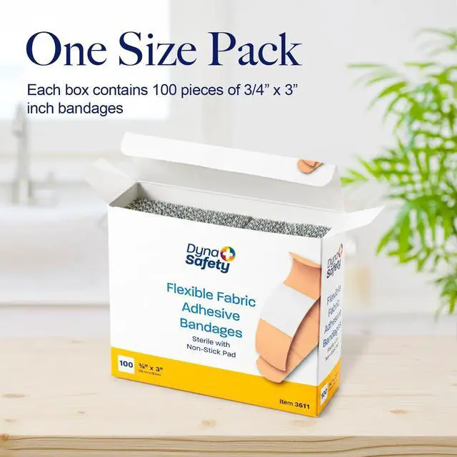 Alt view image 7 of 7 - Fabric Adhesive Bandages - Sterile & Flexible Fabric Bandages for Wounds - Non-Stick Pads - Individually-Wrapped First Aid Supplies - No Latex - 3/4x3", 1 Box of 100