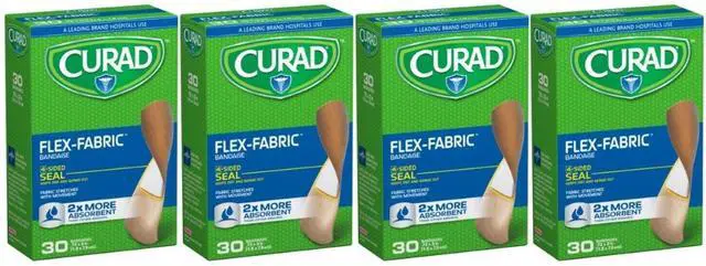 Main image of CUR47315_OLD Flex-Fabric, 3/4 Inches X 3 Inches bandages, 30 count (Pack of 4)