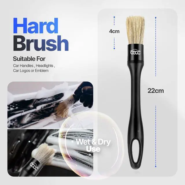Alt view image 5 of 7 - 5 Pcs Car Detailing Brush Set 2 Pcs Ultra-Soft for Delicate Leather, Screens & Trim, 2 Pcs Nylon for Wheels, Tires & Tough Dirt, 1 Pc Boar Hair for All-Purpose Interior & Exterior Detailing