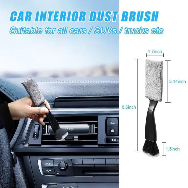 Alt view image 2 of 6 - 2 PCS Double Head Brush for Car Clean, Soft Auto Interior Duster Detailing Brushes, Universal Vehicle Dashboard Screen, Air Vents, Computer etc Cleaning Tool Accessories (Black)
