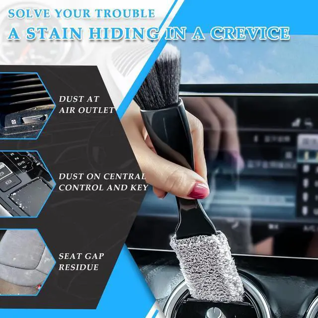 Alt view image 3 of 6 - 2 PCS Double Head Brush for Car Clean, Soft Auto Interior Duster Detailing Brushes, Universal Vehicle Dashboard Screen, Air Vents, Computer etc Cleaning Tool Accessories (Black)