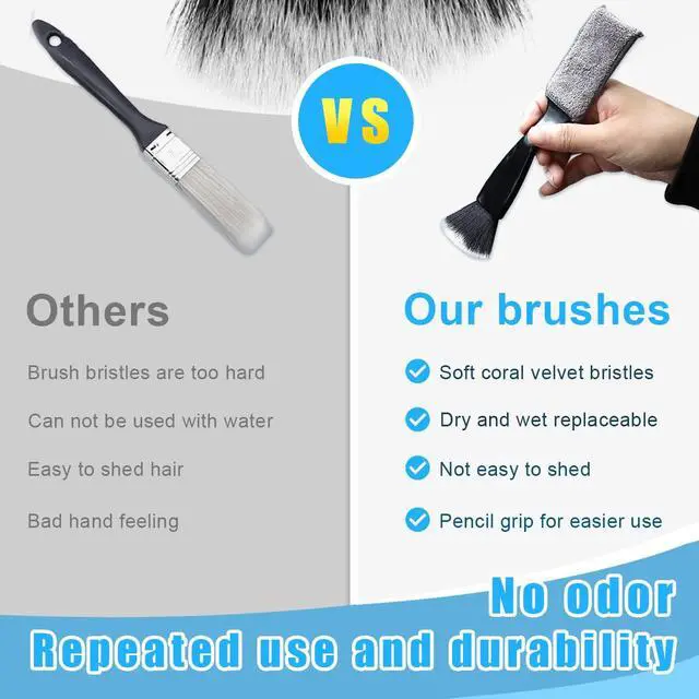 Alt view image 5 of 6 - 2 PCS Double Head Brush for Car Clean, Soft Auto Interior Duster Detailing Brushes, Universal Vehicle Dashboard Screen, Air Vents, Computer etc Cleaning Tool Accessories (Black)