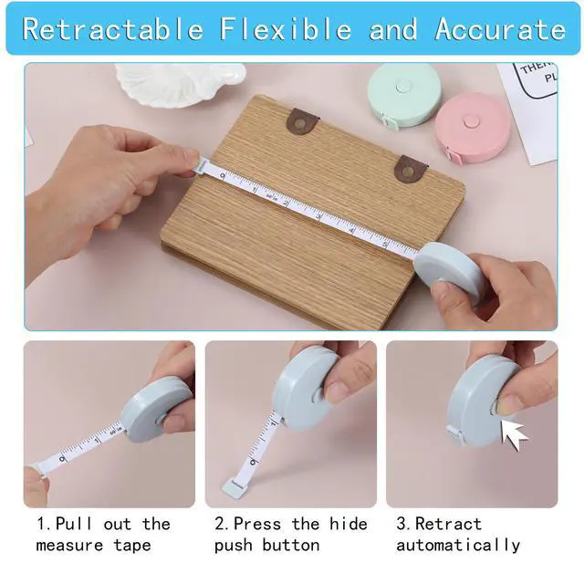 Alt view image 6 of 7 - 6 Pack Tape Measure Body Measuring Tape, 60-inch and 120-inch Soft Tape Measure, Retractable Dual Sided Flexible Ruler for Craft Fabric Sewing Tailor Cloth Knitting