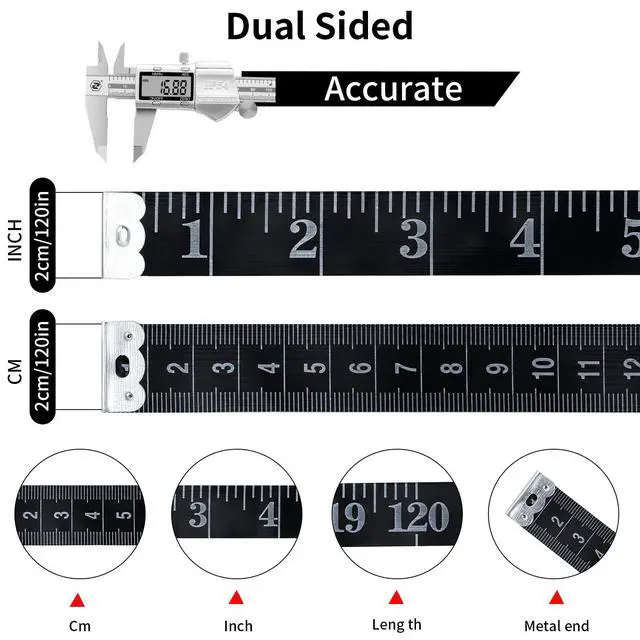 Alt view image 3 of 7 - 6 Pack Tape Measure Body Measuring Tape, 60-inch and 120-inch Soft Tape Measure, Retractable Dual Sided Flexible Ruler for Craft Fabric Sewing Tailor Cloth Knitting