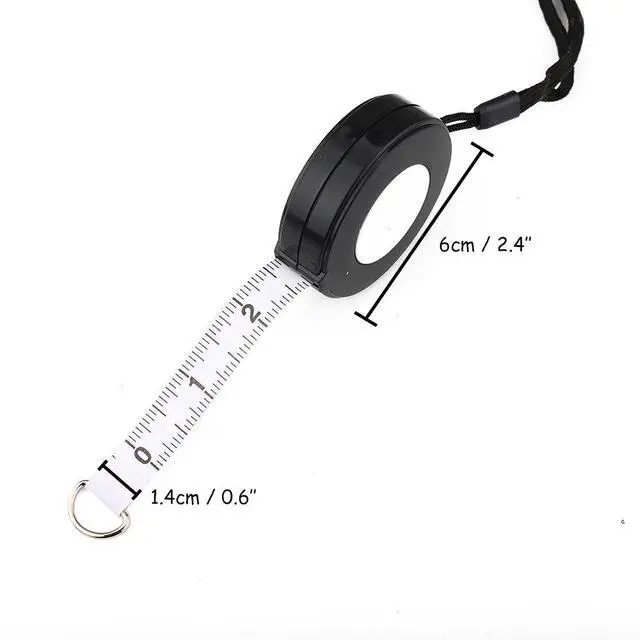Alt view image 5 of 7 - 80'' 205cm Black Retractable Tape Measure with Black Rope