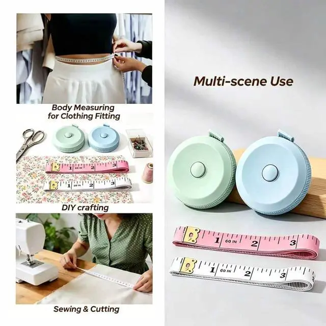 Alt view image 6 of 7 - Soft Measuring Tape 4 Pack, Body Tape Measure 60 Inch, Retractable Set | Body measuring tape for body measurements, sewing tape measure for cloth, dual scale inch and cm, retractable 60 inch